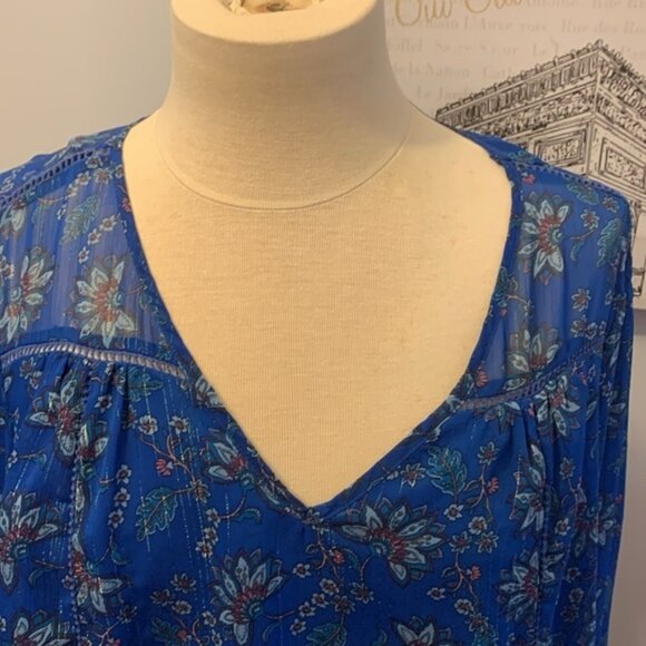 Dalia Royal Blue Floral Long Sleeve Blouse - Picture 2 of 10